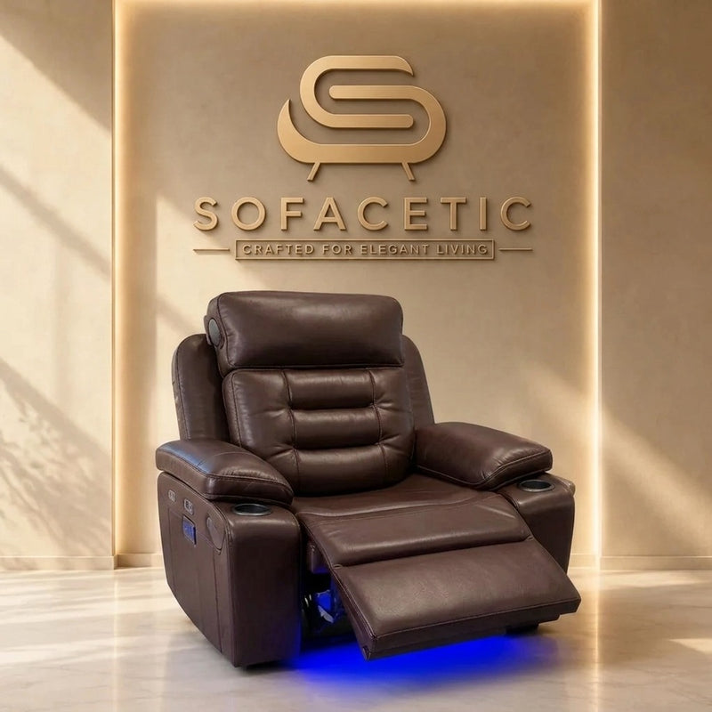 Hafsa Leather Suite Recliner Sofa Brown  Set