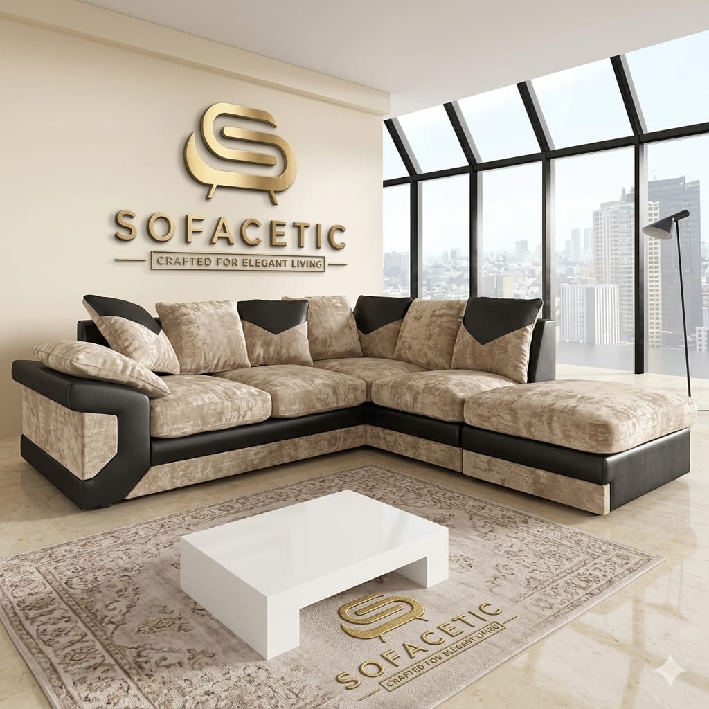 Dino Crushed Velvet Modern Sofa Set