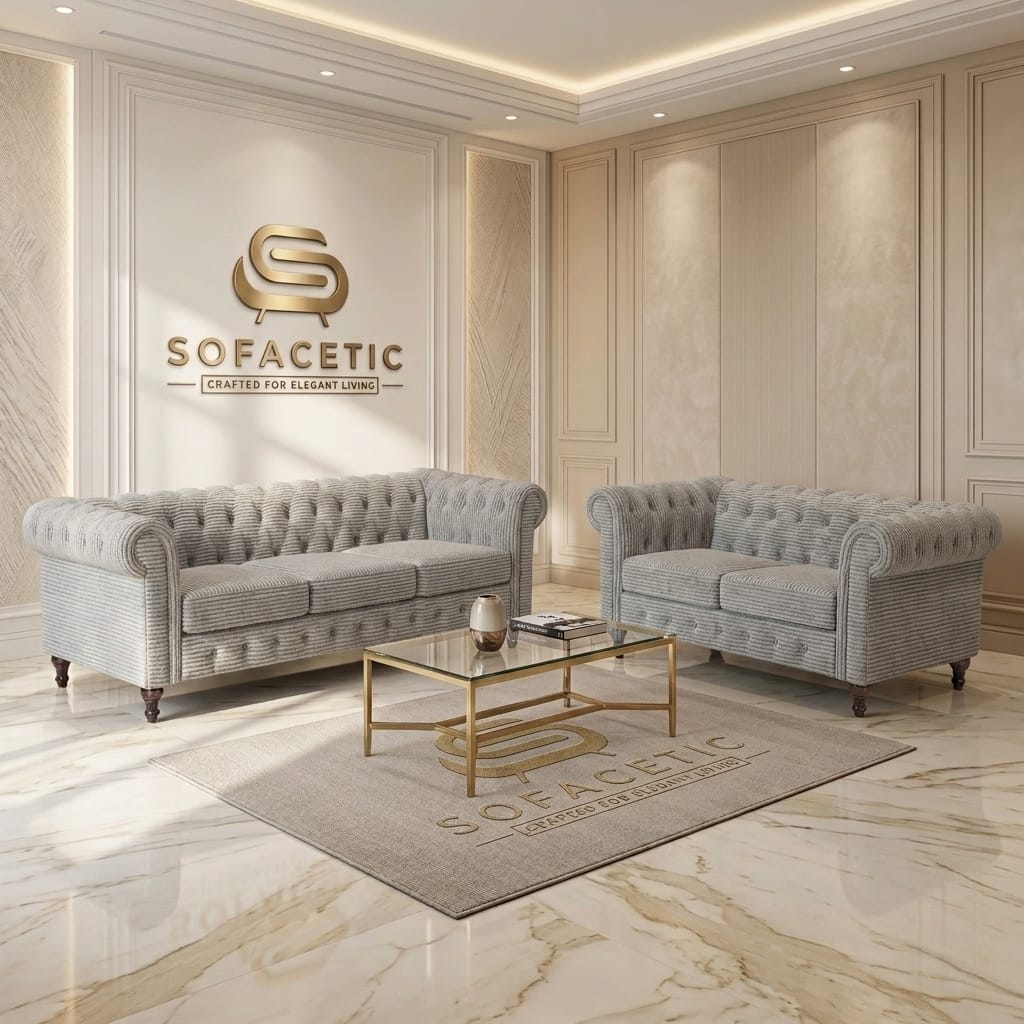 Olympia Chesterfield Jumbo Cord Sofa Set