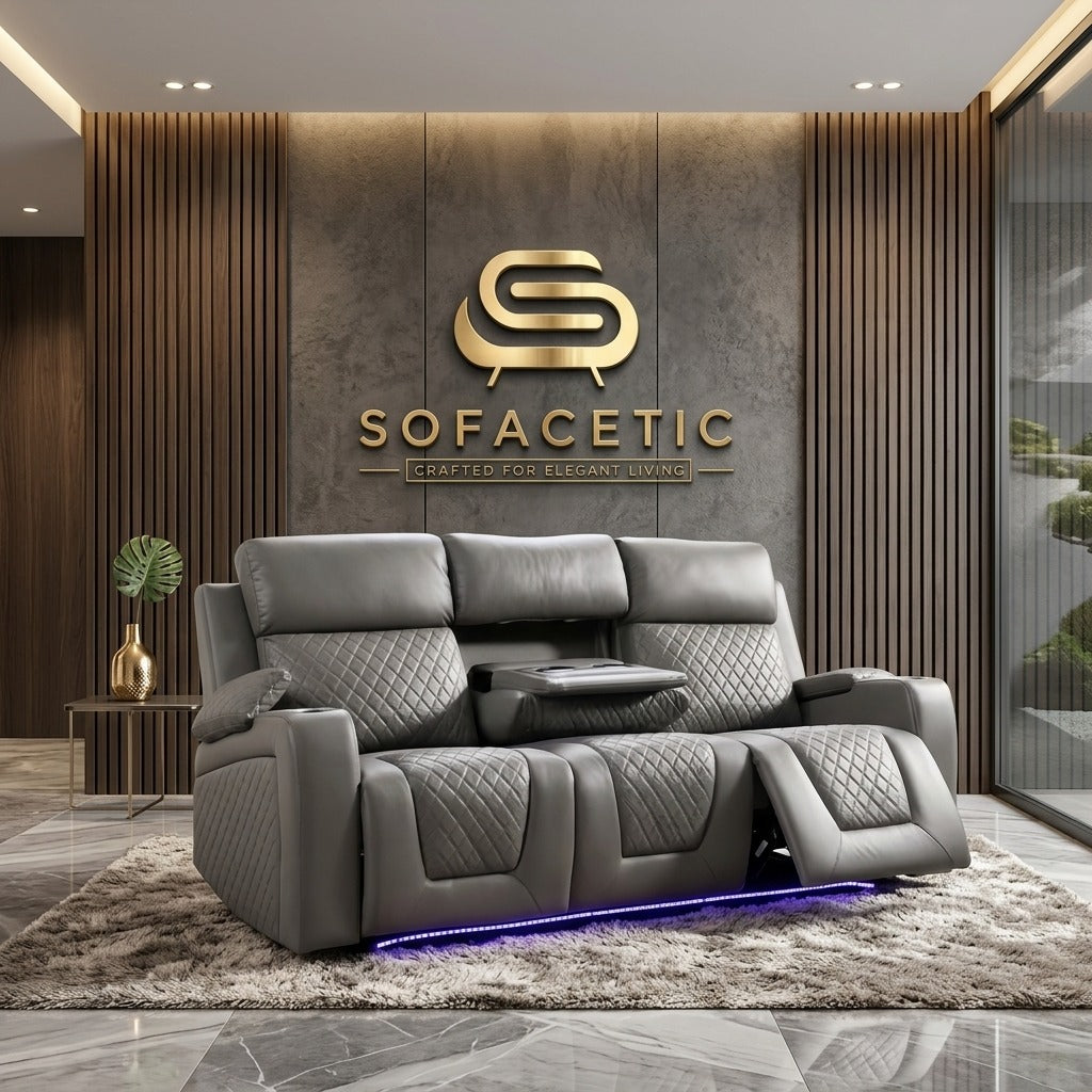 Florida Leather Suite Sofa Grey Set