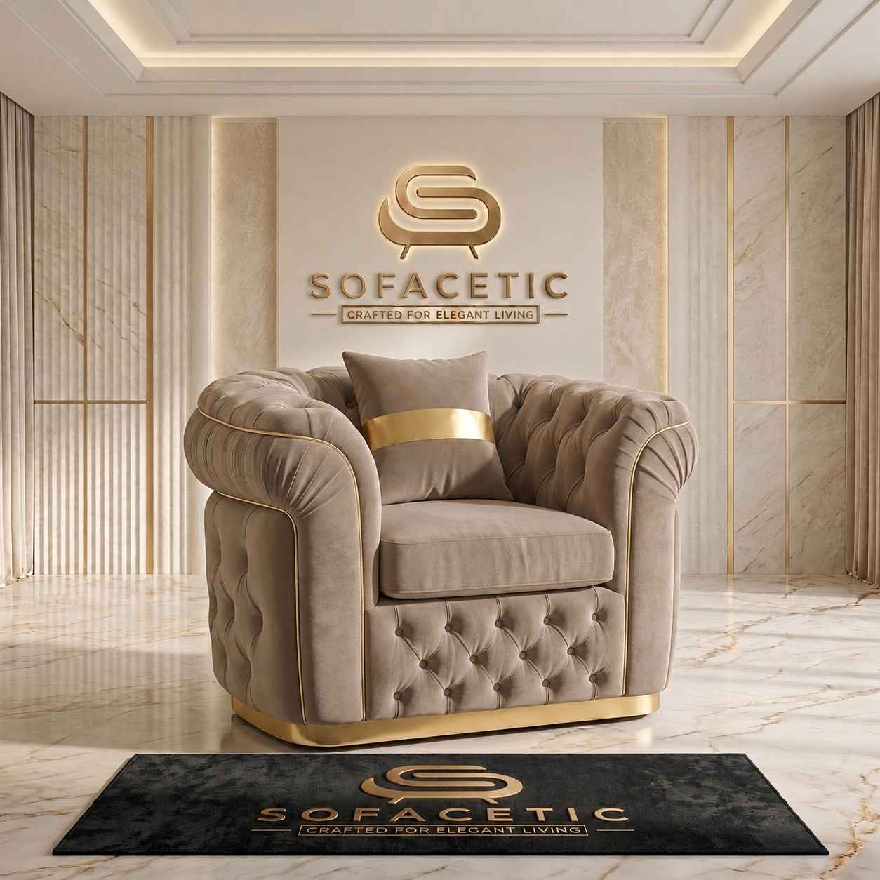 Madrid Plush Velevt Chesterfield Sofa Set