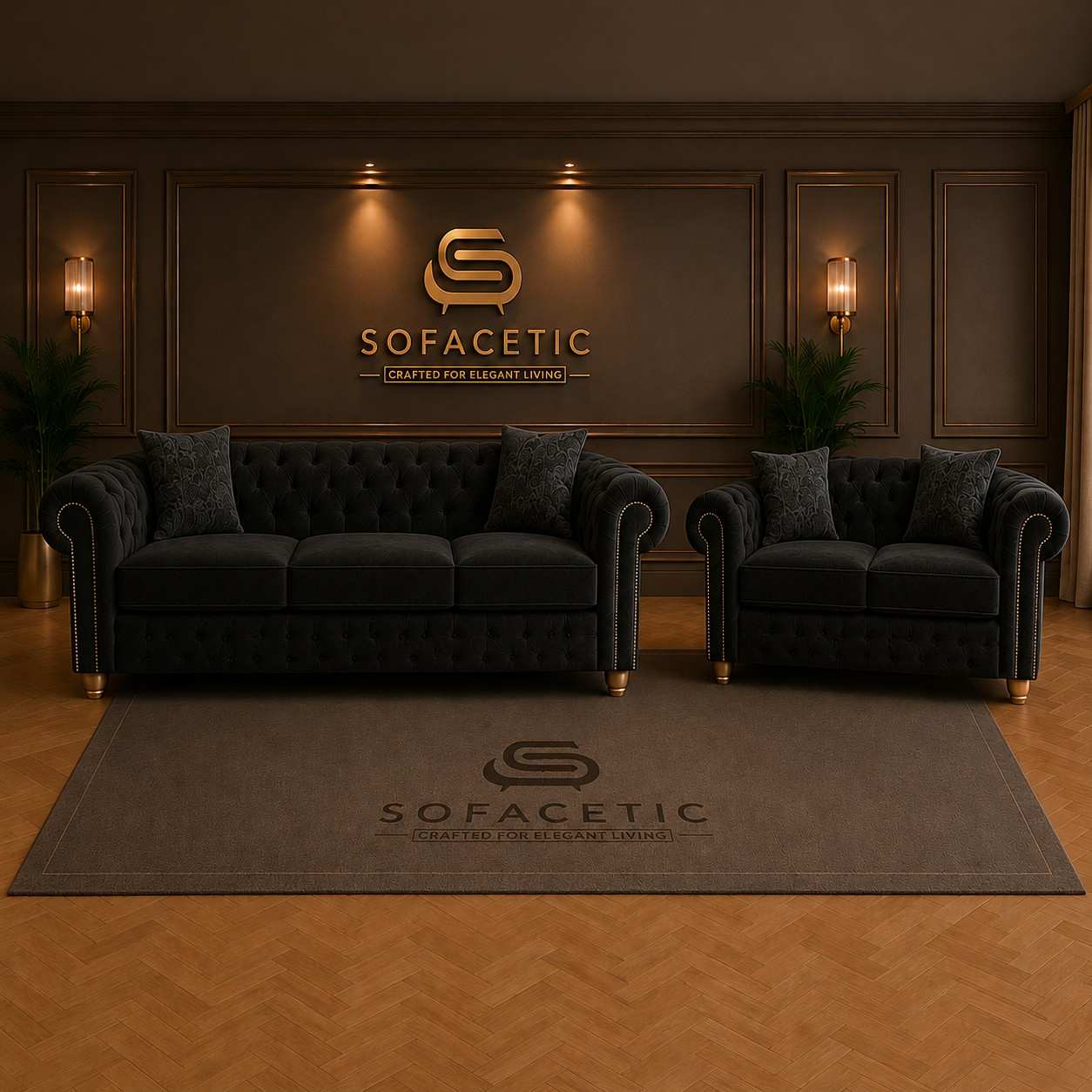 Olympia Ashwin Chenile Sofa Set