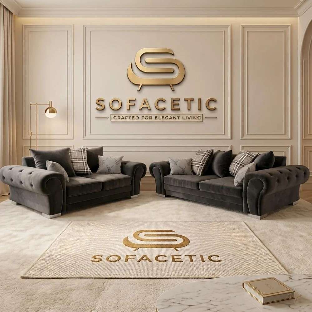 Brixa Plush Velvet Fabric Modern Sofa Set
