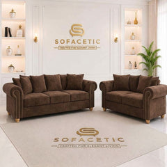Olympia Ashwin Plush velvet Sofa Set
