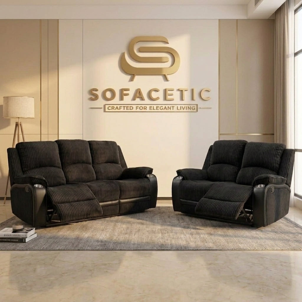 Rio Jumbo Recliner Sofa black Set