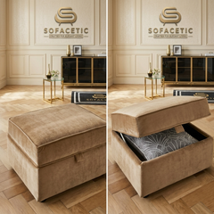 Storage Footstool in Plush Velvet Fabric