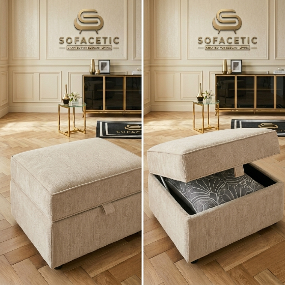 Storage Footstool in Chenille Fabric