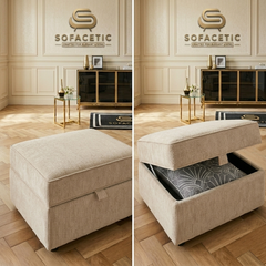 Storage Footstool in Chenille Fabric