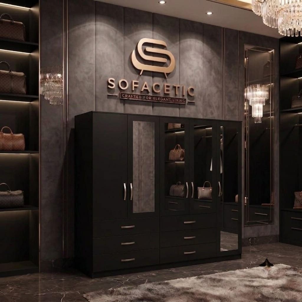 5 Door Black color Wardrobe