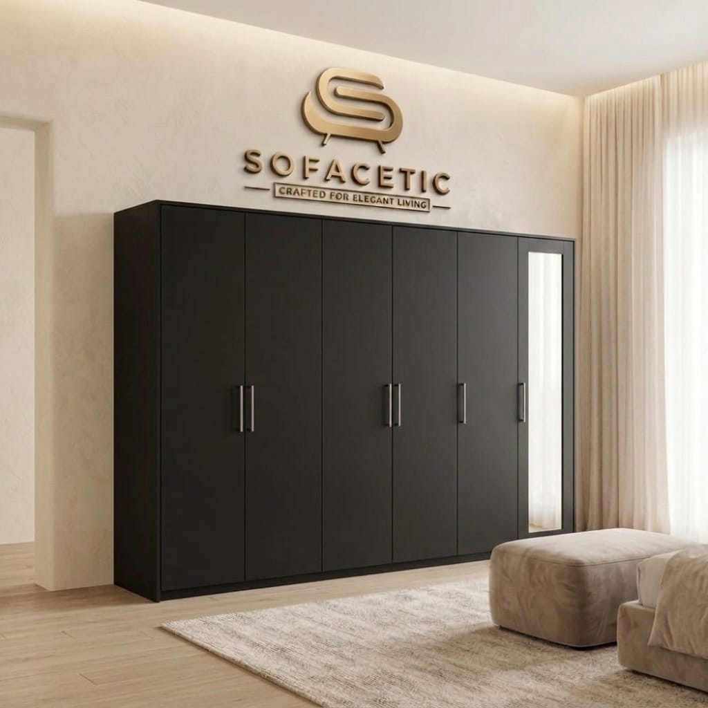 6 Door Black color Wardrobe