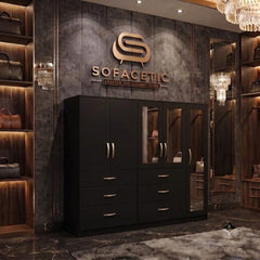 5 Door Black color Wardrobe