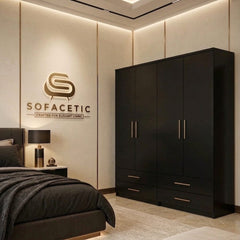 4 Door Black Color Wardrobe