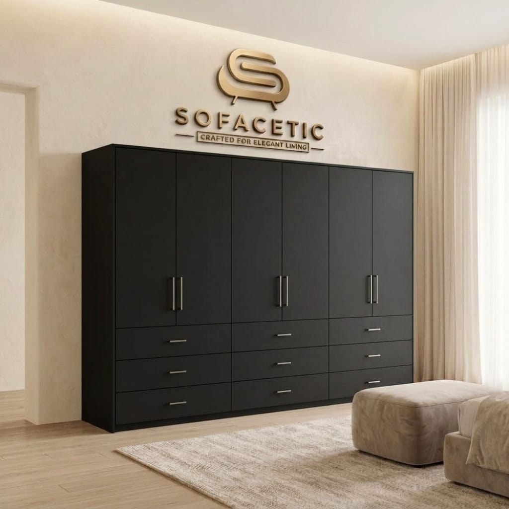 6 Door Black color Wardrobe