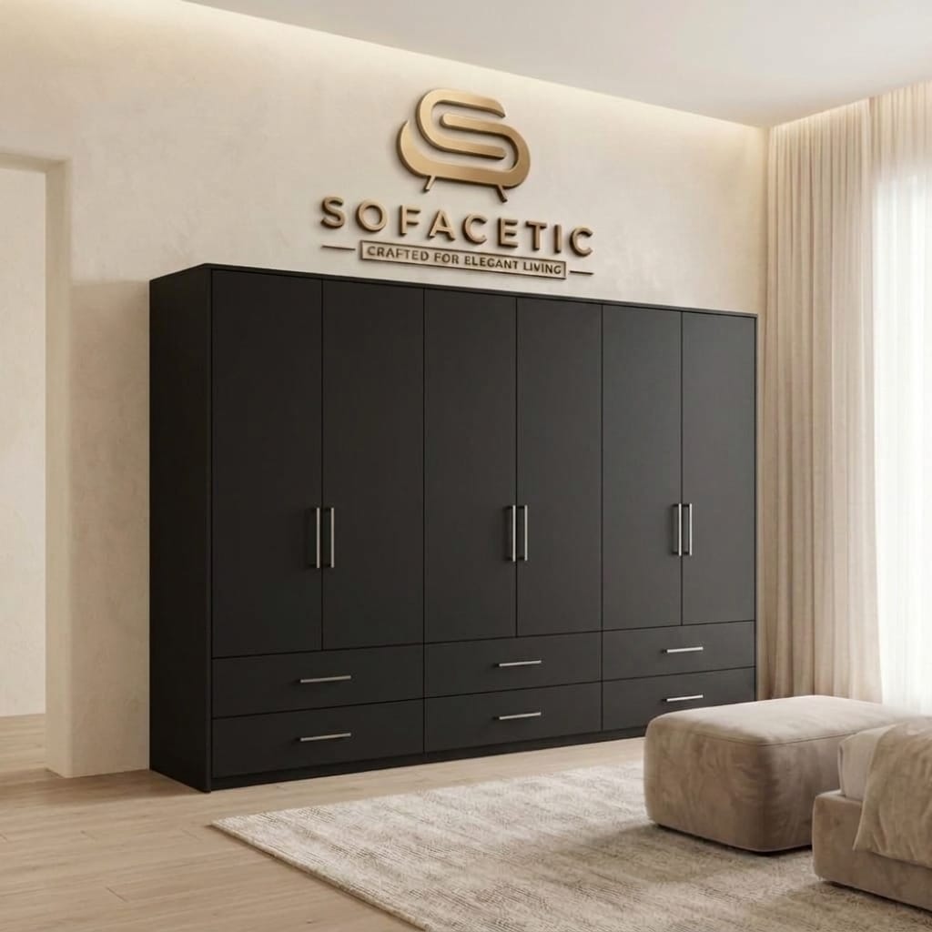 6 Door Black color Wardrobe