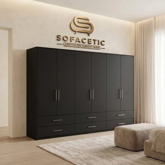 6 Door Black color Wardrobe