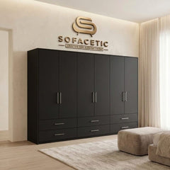 6 Door Black color Wardrobe