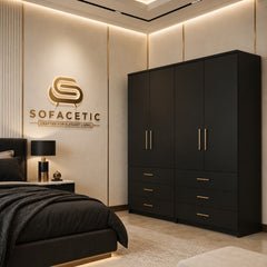 4 Door Black Color Wardrobe