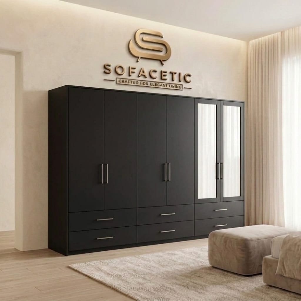 6 Door Black color Wardrobe