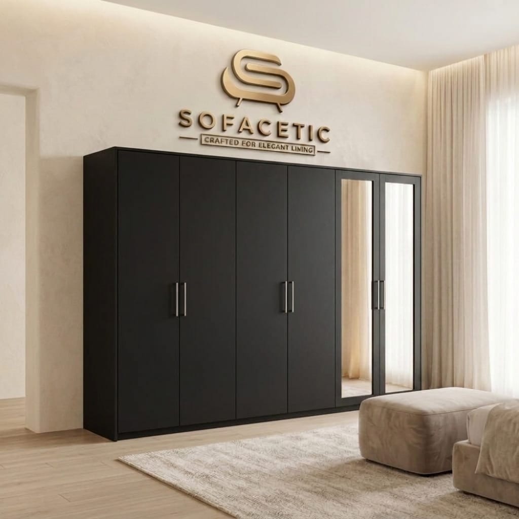 6 Door Black color Wardrobe
