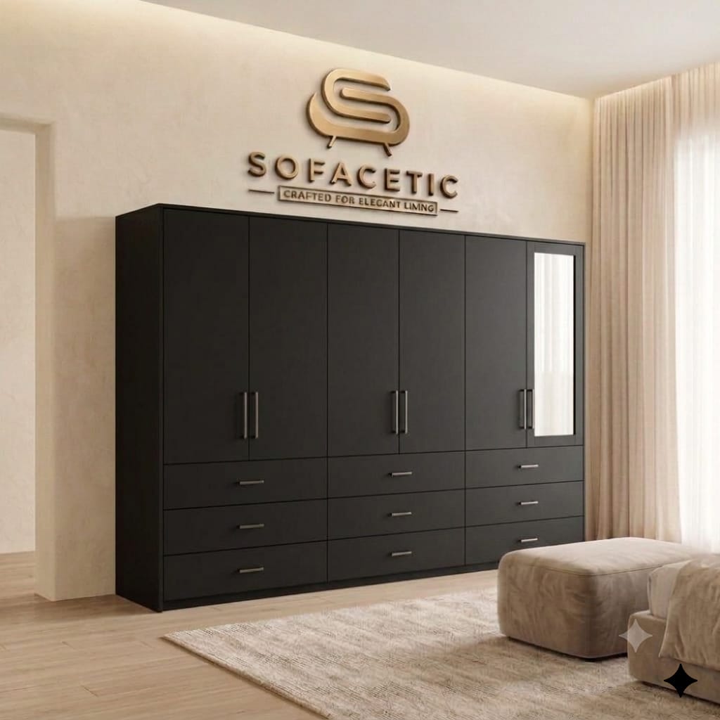 6 Door Black color Wardrobe