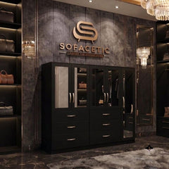 5 Door Black color Wardrobe