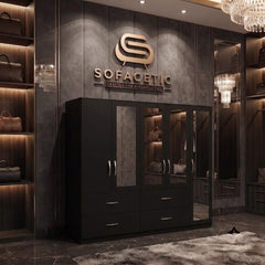 5 Door Black color Wardrobe