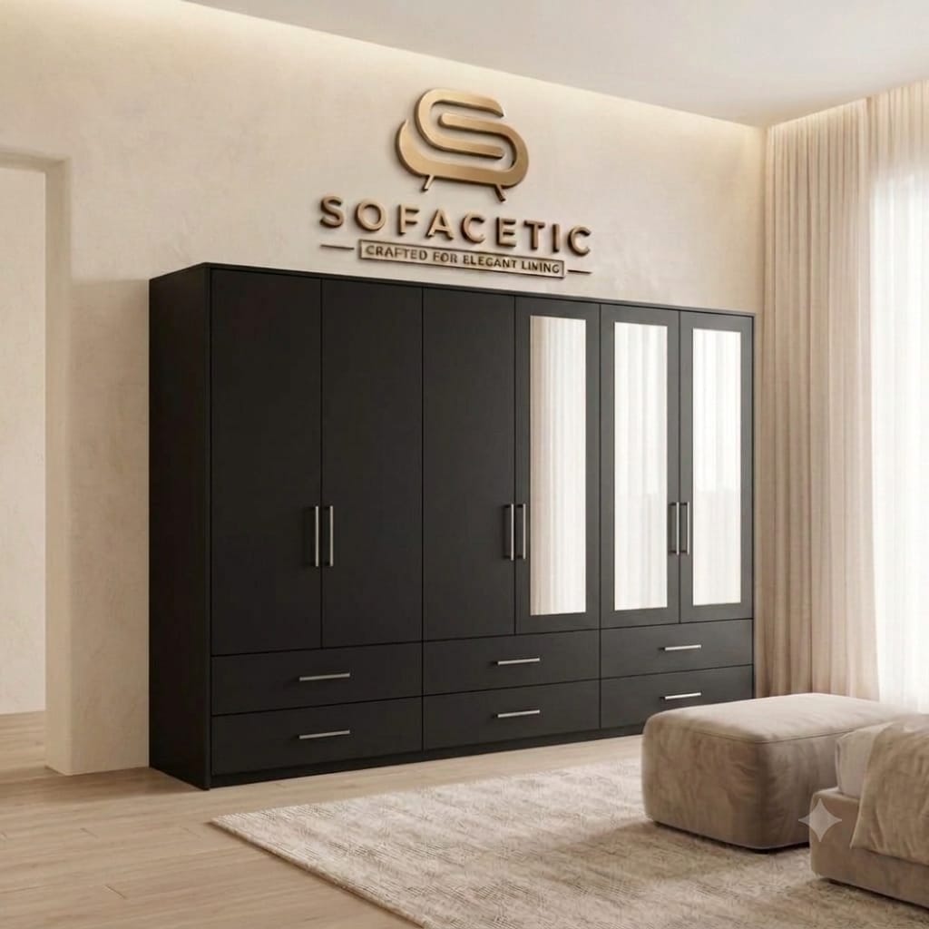 6 Door Black color Wardrobe