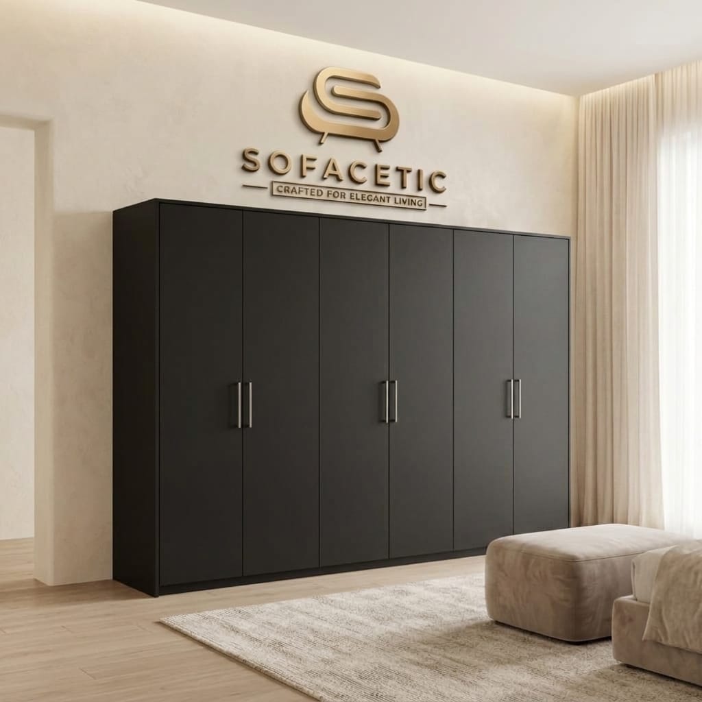6 Door Black color Wardrobe