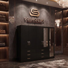 5 Door Black color Wardrobe