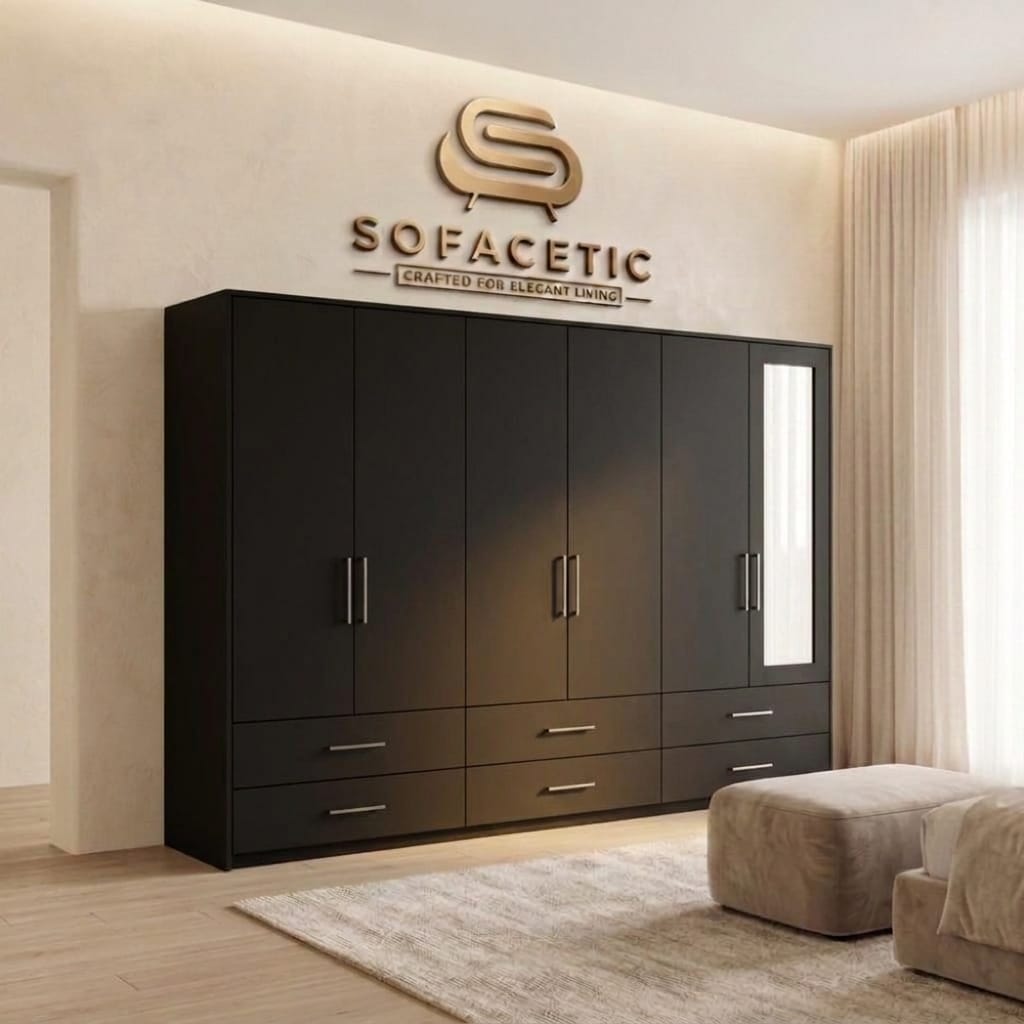 6 Door Black color Wardrobe