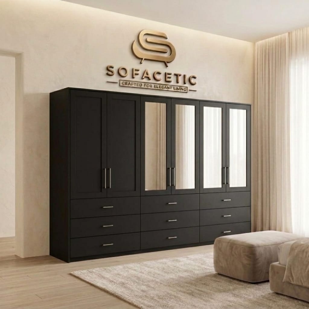 6 Door Black color Wardrobe