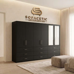 6 Door Black color Wardrobe