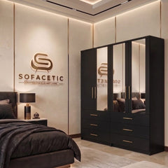 4 Door Black Color Wardrobe