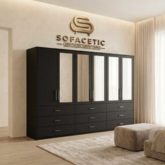 6 Door Black color Wardrobe
