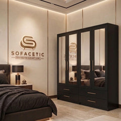 4 Door Black Color Wardrobe