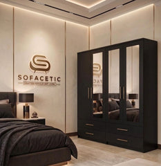 4 Door Black Color Wardrobe