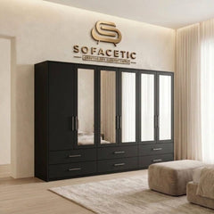6 Door Black color Wardrobe