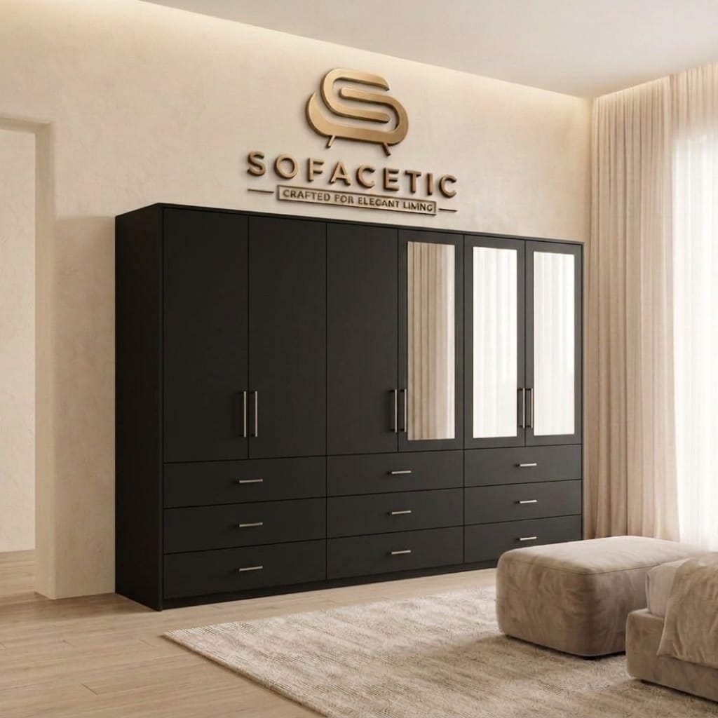 6 Door Black color Wardrobe