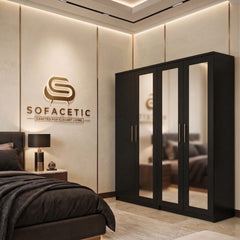 4 Door Black Color Wardrobe