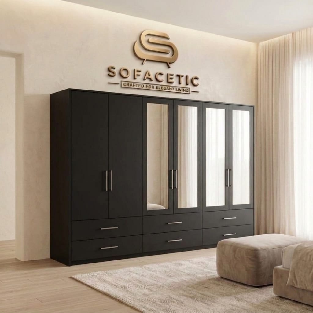 6 Door Black color Wardrobe