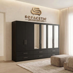 6 Door Black color Wardrobe
