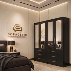 4 Door Black Color Wardrobe