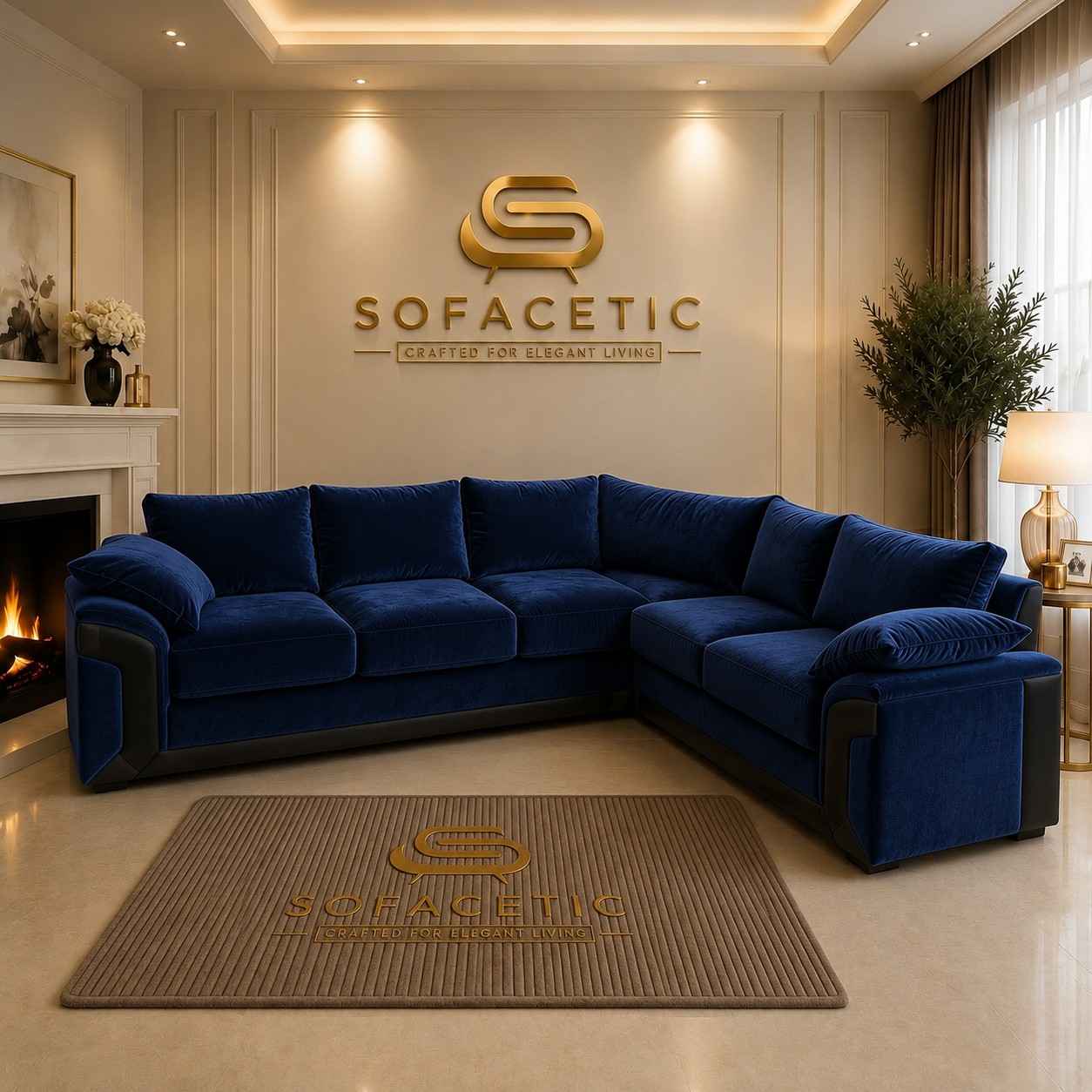 Dino Plush Velvet Modern Sofa Set
