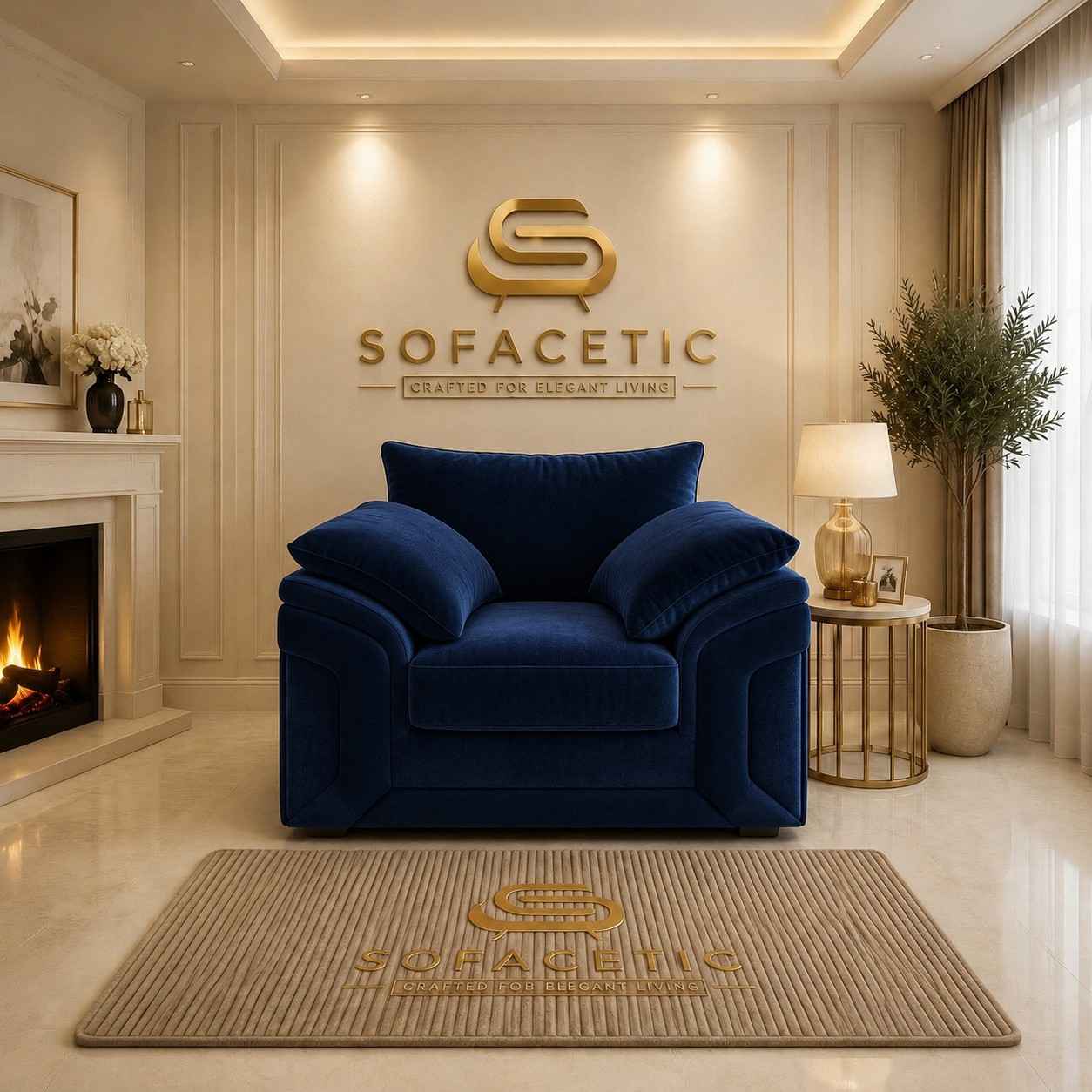 Dino Plush Velvet Modern Sofa Set