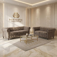 Olympia Chesterfield  Chenile  Sofa Set