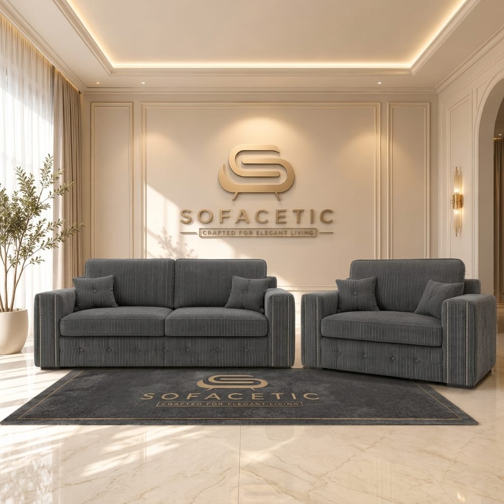Ruby Alaska Jumbo cord Sofa Set