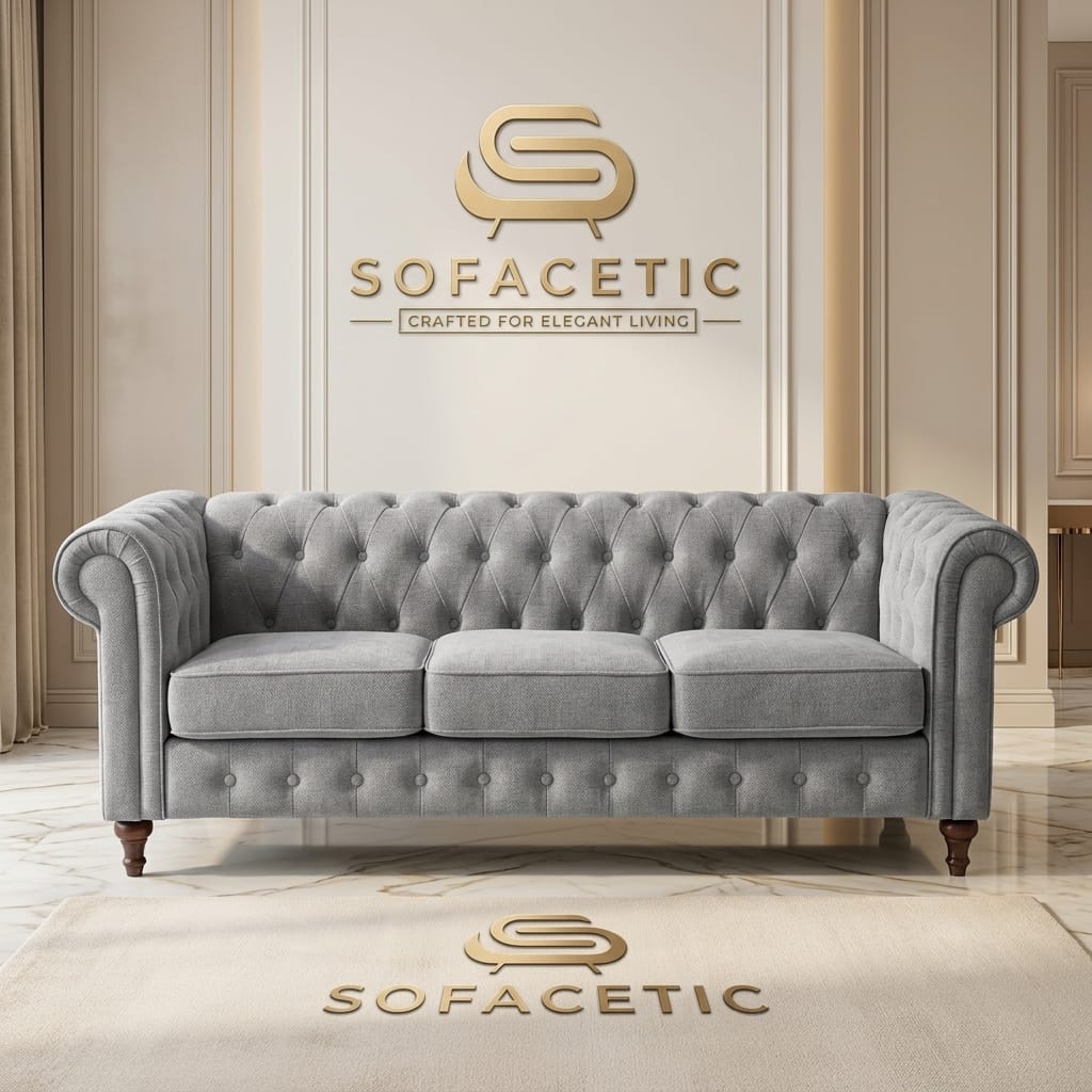 Olympia Chesterfield  Chenile  Sofa Set