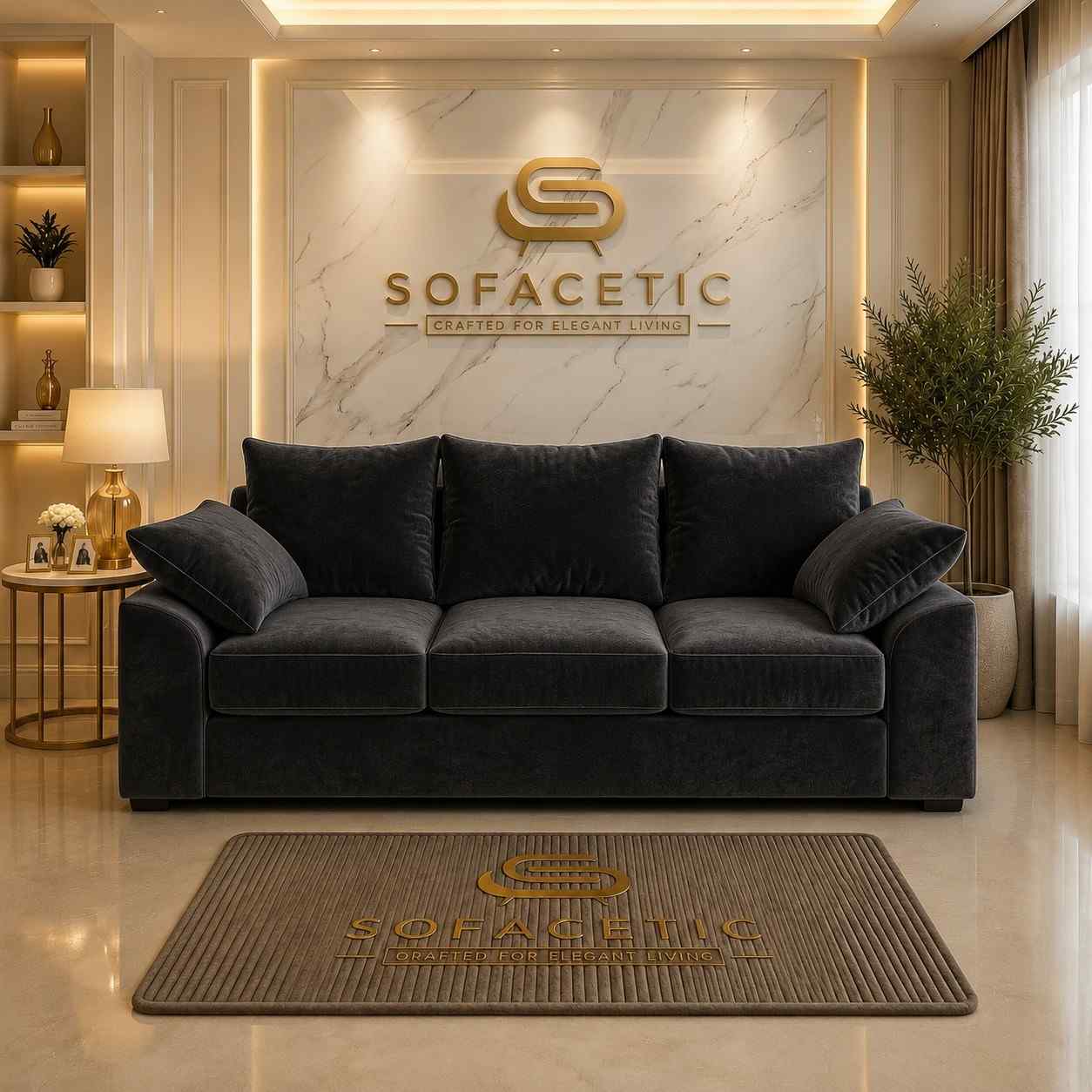 Dino Plush Velvet Modern Sofa Set