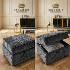 Storage Footstool in Crush Velvet Fabric