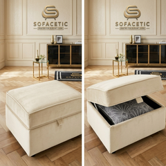 Storage Footstool in Plush Velvet Fabric